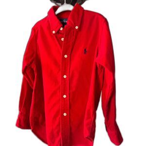 Ralph Lauren Boys Red Corduroy Button Down Shirt – Size 4/4T Preppy